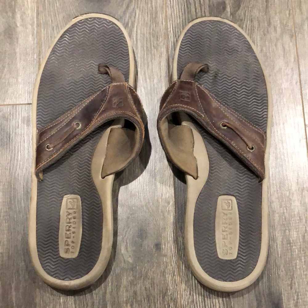 Men’s sperry leather flipflops
